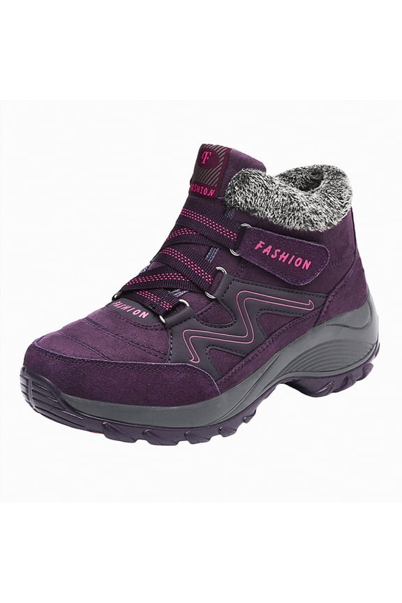Women Winter Boots Warm Lined Ankle Booties Waterproof Comfortable Hiking Walking Shoes Winter Boots for Women (Purple,Size 8)