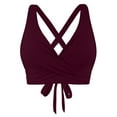 thumbnail image 1 of CAICJ98 Women's Bikini Top Lace Up Crisscross Swim Crop Tops High Neck Swimsuit Bra Padded Wine,M, 1 of 5