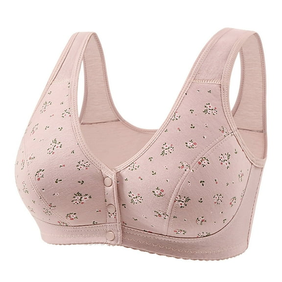 CAICJ98 Women's Bras for Older Women Front Closure No Underwire Comfort Senior Wireless Snap Closing Bra Light Pink,42