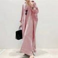 thumbnail image 1 of CAICJ98 Women's Casual Dresses Long Sleeve Button Down Loose Striped Cotton Maxi Shirt Dress Hot Pink,XL, 1 of 5