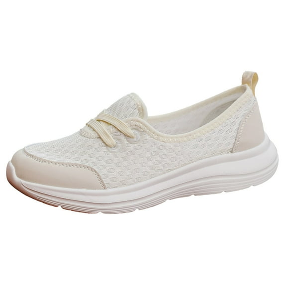 CAICJ98 Women's Slip On Shoes Breathable Lightweight Walking Shoes Fashion Loafers Comfort Casual Shoes Low Top Running Shoes for Women White,6.5