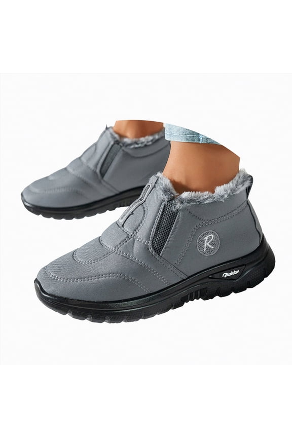 Women’s Snow Boots Comfortable Arch Support Ankle Booties Fleece Lined Non Slip Waterproof Hiking Walking Work Winter Boots for Women (Grey,Size 6)
