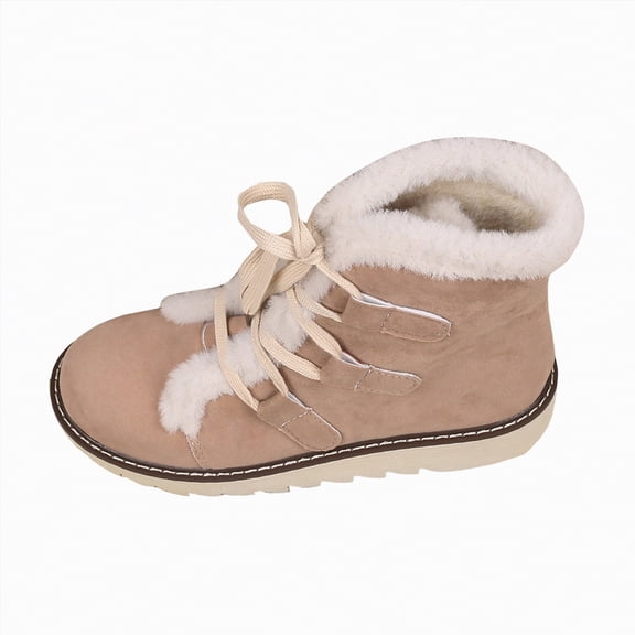 CAICJ98 Women's Snow Boots Lightweight Warm Lined Mid-Calf Waterproof Women's Winter Boots (Beige,Size 8.5)