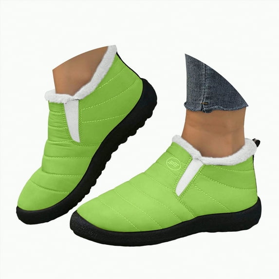 CAICJ98 Women's Snow Boots Warm Lined Waterproof Slip On Booties Comfort Ankle Boots Outdoor Winter Boots Women (Light Green,Size 6.5)