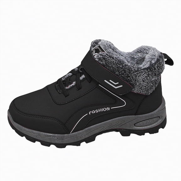 CAICJ98 Women's Snow Boots Waterproof Ankle Boots Warm Lined Lace Up Outdoor Hiking Work Shoes Snow Boots for Women (Black,Size 8.5)