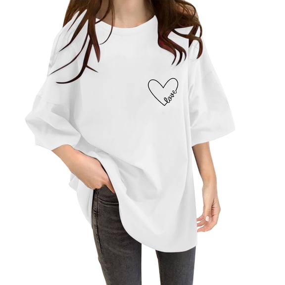 CAICJ98 Women's T Shirts Short Sleeve Crewneck Shirts Summer Top Fashion Blouses for Women Basic Tee White,2XL