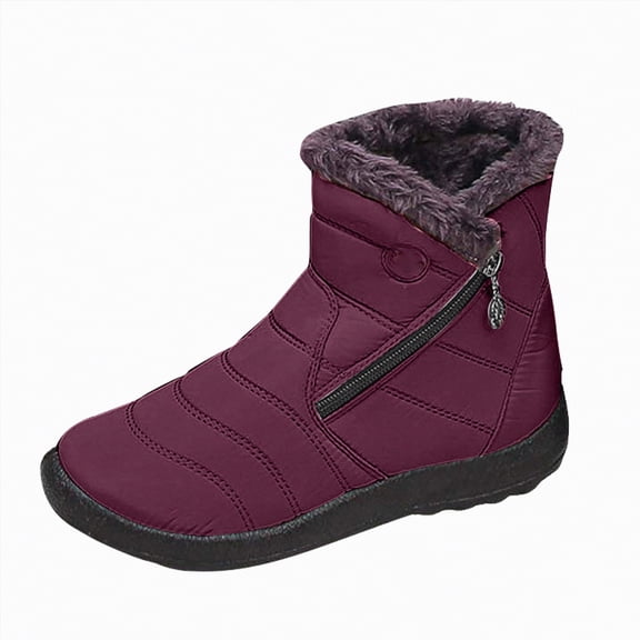 CAICJ98 Women's Winter Boots Warm Lined Ladies Ankle Booties Comfortable for Outdoor Walking Snow Boots Women (Purple,Size 9)