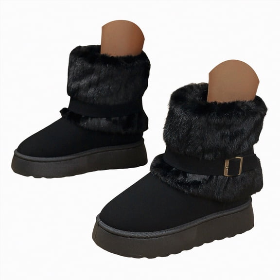 CAICJ98 Women’s Winter Boots Warm Lined Waterproof Ankle Booties Anti-Slip Snow Boots for Women (Black,Size 7.5)