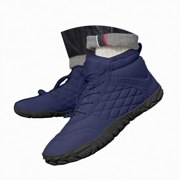 CAICJ98 Women's Winter Boots Warm Lining Waterproof Ankle Hiking Boots Booties with Memory Foam Womens Snow Boots (Blue,Size 9.5)