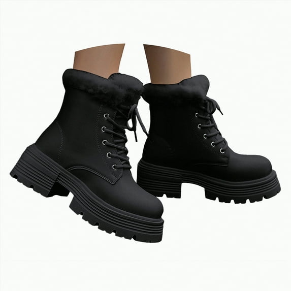 CAICJ98 Women's Winter Boots Waterproof Work Ankle Boots Comfortable Warm Lined Boots for Backpacking Cycling Walking Women Snow Boots (Black,Size 8)
