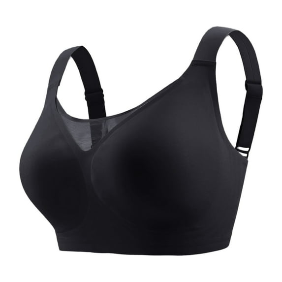 CAICJ98 Women's Wireless Bra, Smooth Comfort Full-Coverage T-Shirt Wireless Bra for Women Black,4XL