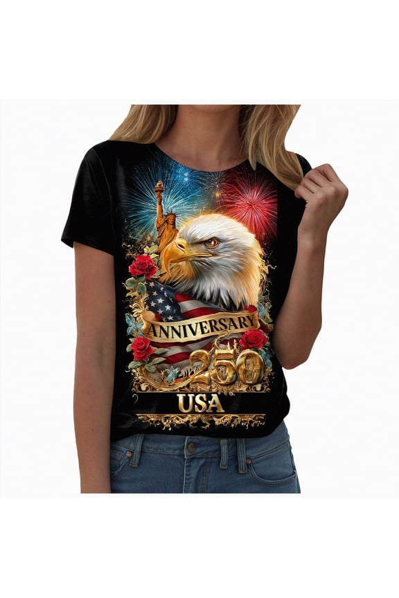 Womens 250th Anniversary Shirt Vintage American Flag Independence Day 250 Anniversary Womens Shirt (Red,L)