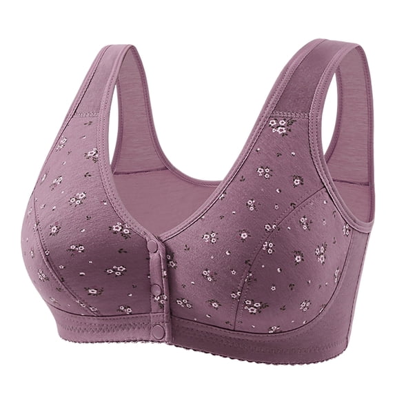 CAICJ98 Womens Bras for Older Women Front Closure Bras Seamless Wireless Comfort Supportive No Underwire Convenient Mastectomy Bralettes Light Purple,40