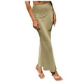 thumbnail image 1 of CAICJ98 Womens Elegant High Waist Skirt Solid Satin Dress Zipper Elegant Maxi Long Skirt for Women Gold,XL, 1 of 5