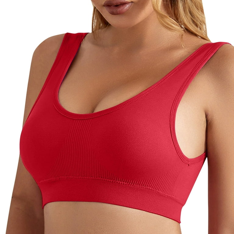 CAICJ98 Womens Lingerie High Support Sports Bras for Women, Splicing Mesh  Workout Sports Bra for Plus Size Red,M 