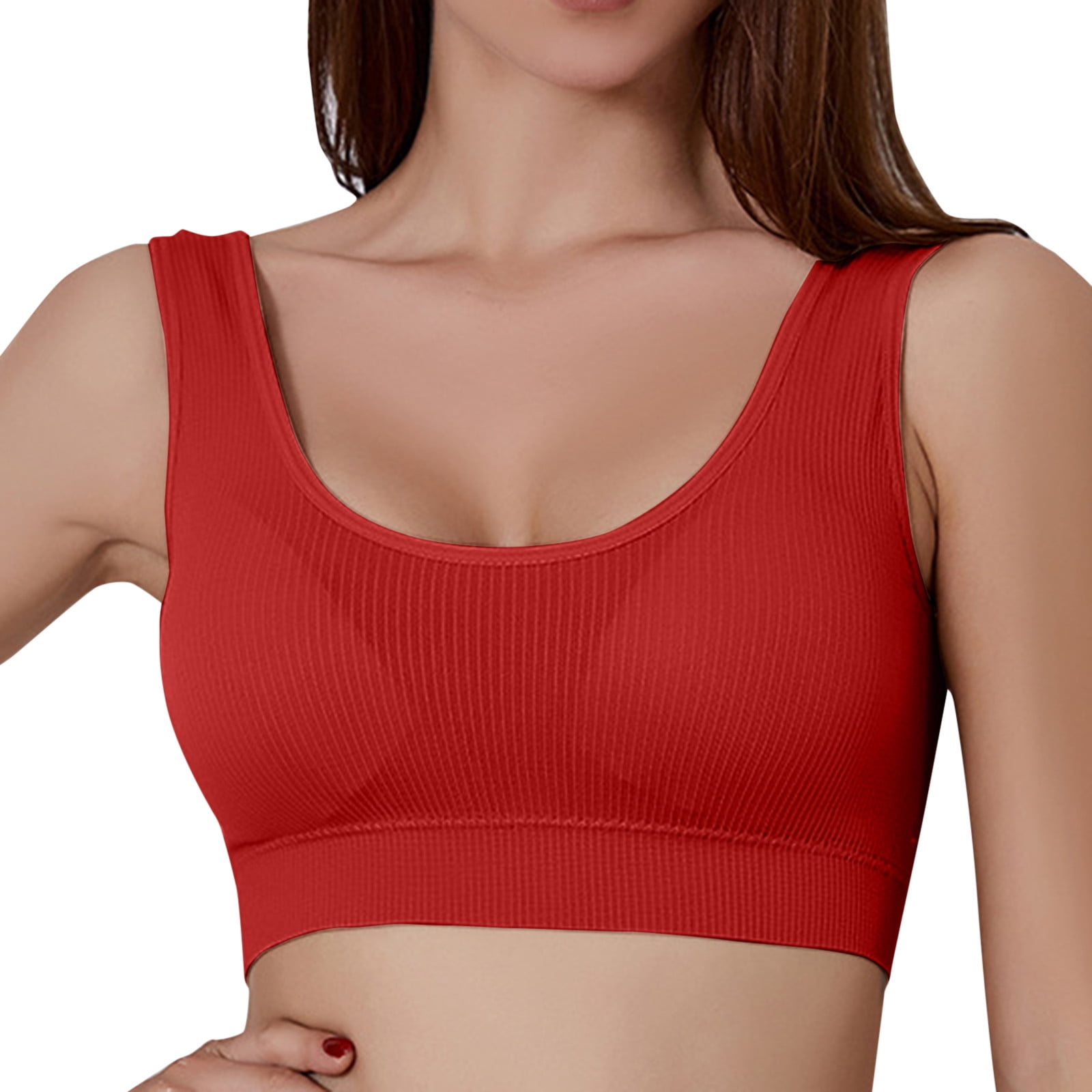 CAICJ98 Womens Lingerie Sports Bra for Women, Flow Y Back Strappy Sports  Bras M Support Yoga Gym Top with Removable Pad Red,L