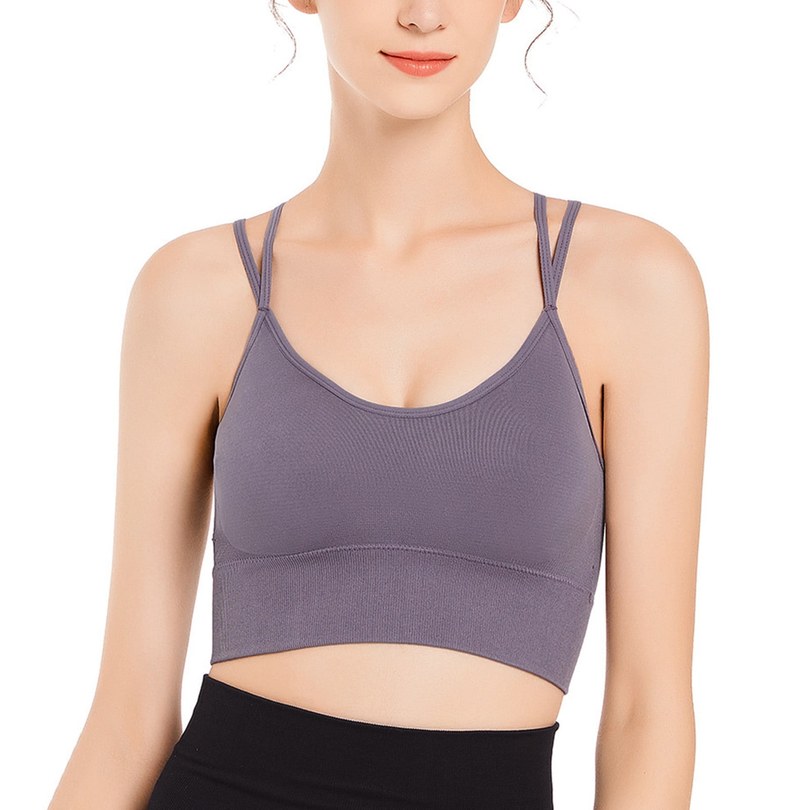 CAICJ98 Womens Lingerie Yoga Tank Tops for Women Built in Shelf Bra B/C  Cups Strappy Back Activewear Workout Compression Tops Grey,S