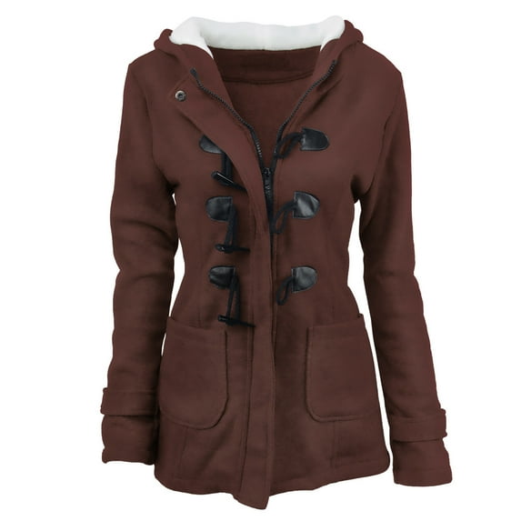 CAICJ98 Womens Long Sleeve Tops Wool Coat for Womens Double Peacoat Outwear Coffee,6XL