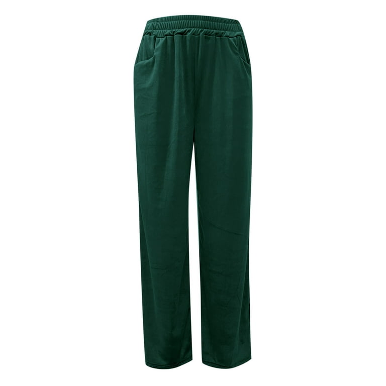 CAICJ98 Womens Pants Womens Casual Baggy Sweatpants Foldable High Waisted  Joggers Pants Warm Green,XL 