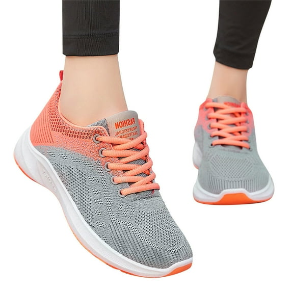 CAICJ98 Womens Running Shoes Fashion Casual Shoes Lightweight Walking Shoes Comfortable Mesh Breathable Lace Up Sneakers for Women Orange,8.5