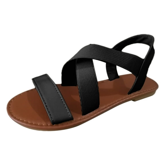 CAICJ98 Womens Sandals Women's Wedge Sandals Ankle Strap Open Toe Summer Sandal Beach Bohemia Comfortable Platform Outdoor Flats Shoes,Black