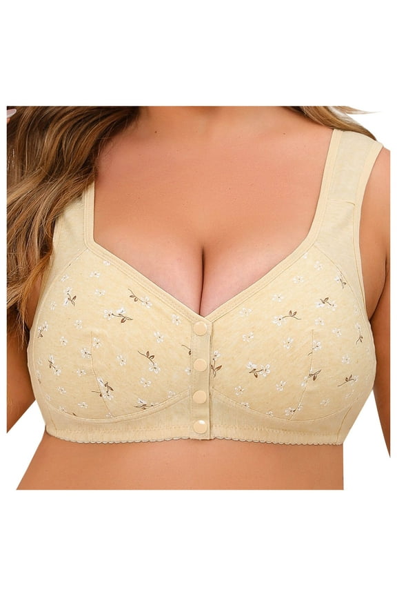 Womens Seamless Push Up Bras No Underwire Full Coverage Comfortable Bra V Neck Bralettes Wireless Everyday Women's Bralette Light Yellow,60