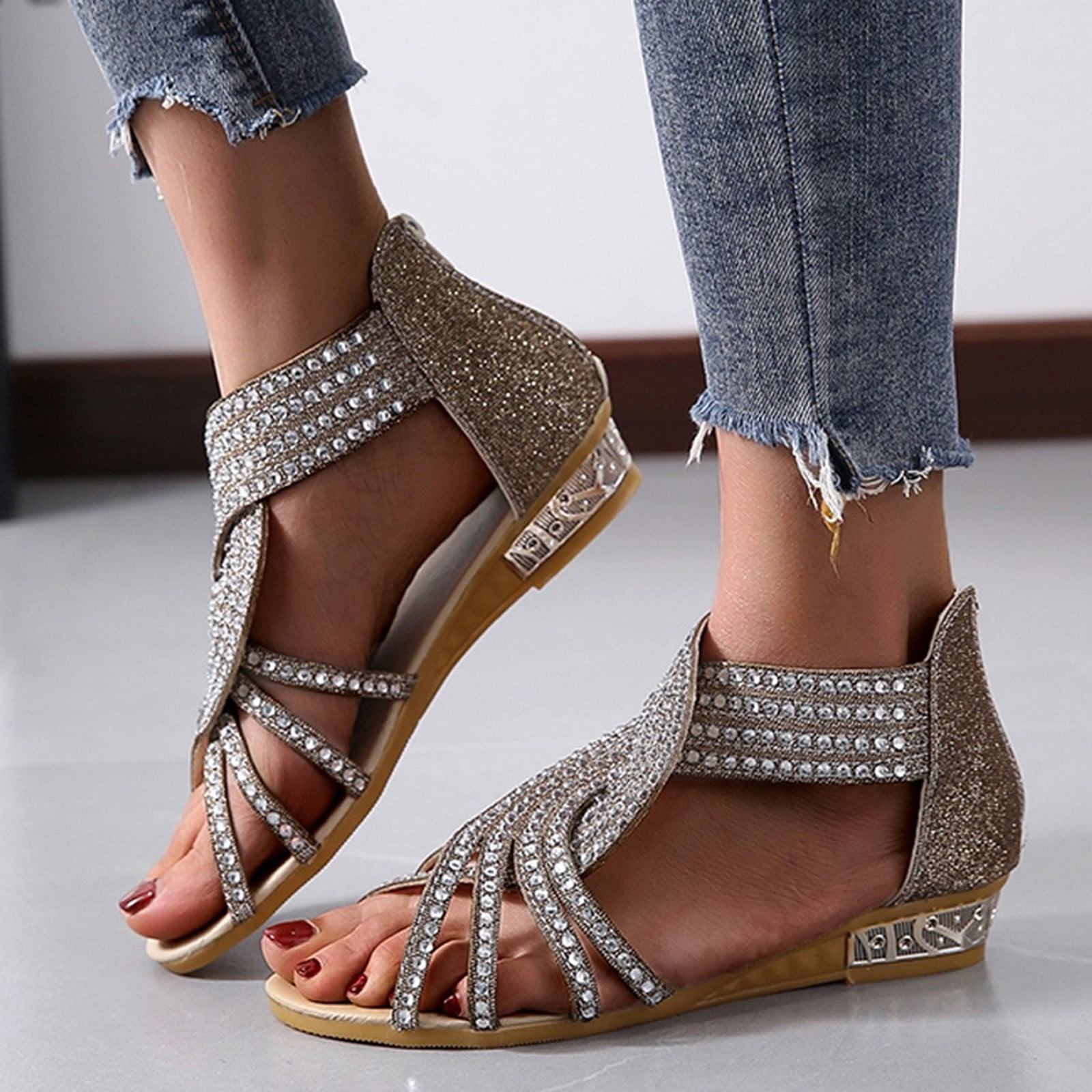 CAICJ98 Womens Shoes Shoes for Women Sandals with Rhinestone