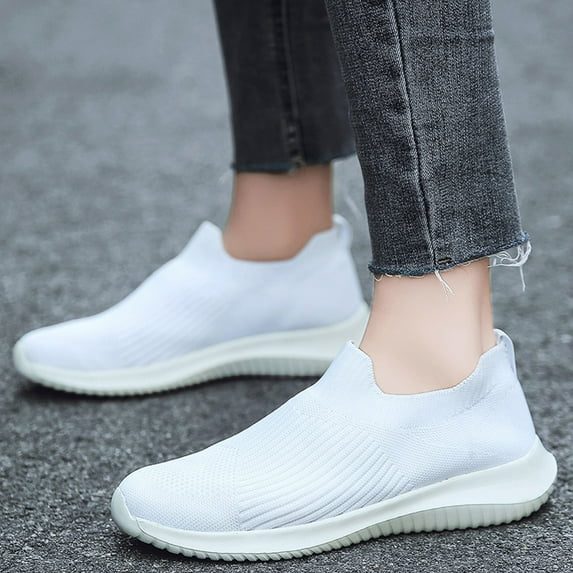 CAICJ98 Womens Shoes Womens Tennis Shoes Arch Support Comfortable Lightweight Slip On Sneakers,White