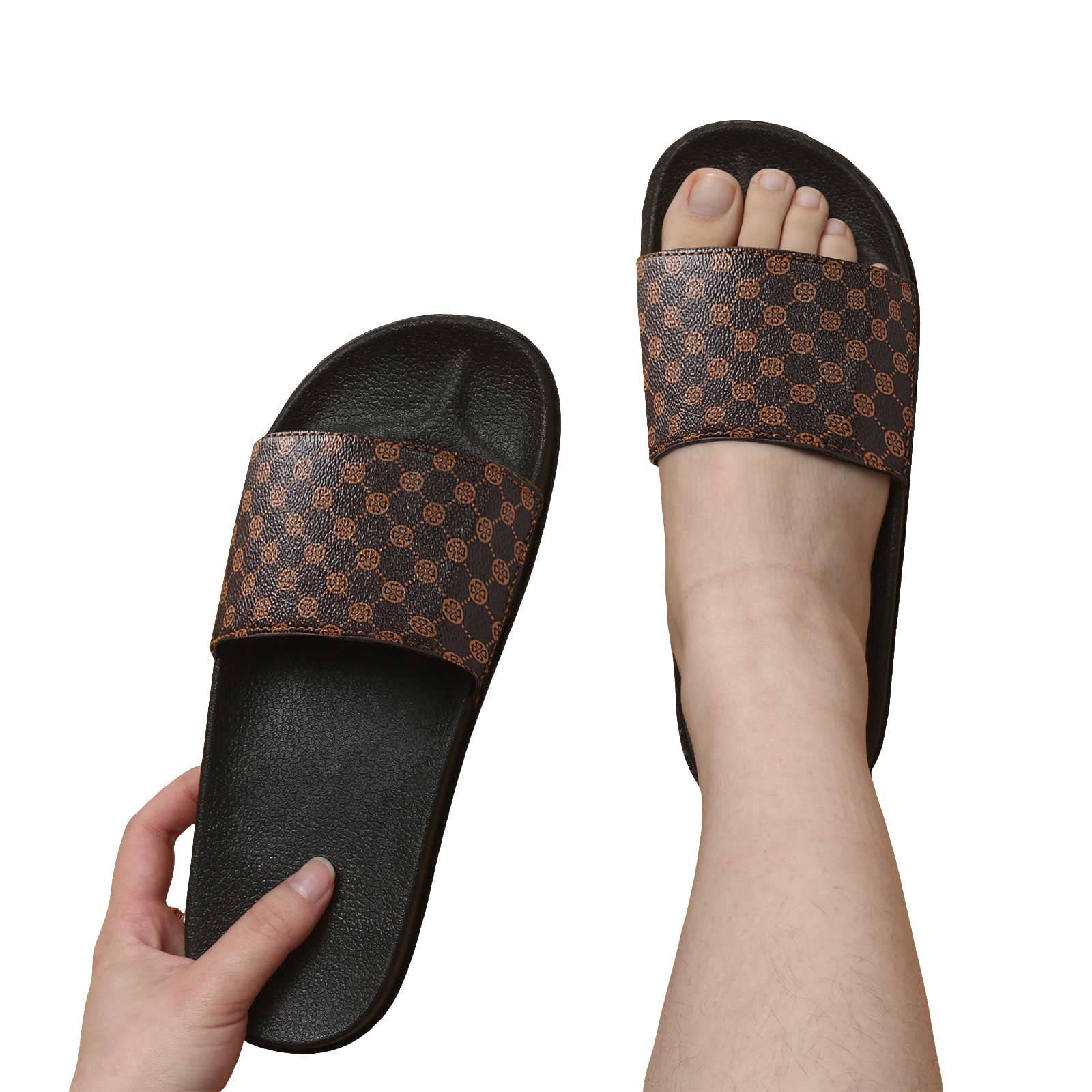 CAICJ98 Womens Slide Sandals Fashion Indoor Silppers Bathroom Shower Slippers Beach Flip Flops Casual Flat Lightweight Sandals Brown,12