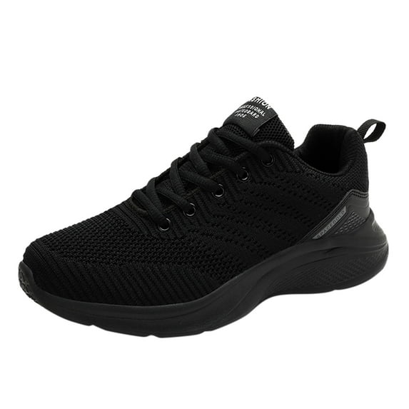 CAICJ98 Womens Sneakers Lightweight Walking Shoes Comfortable Lace Up Casual Shoes Gym Mesh Running Shoes for Women Black,7.5