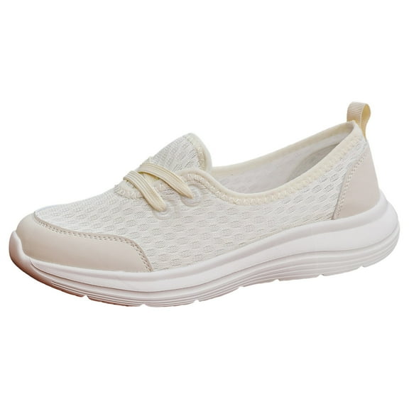 CAICJ98 Womens Sneakers Non-Slip Flats Casual Shoes Travel Comfort Walking Shoes Loafers Breathable Lightweight Slip On Shoes for Women White,7.5
