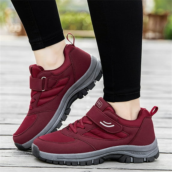 CAICJ98 Womens Sneakers Womens Slip On Sneakers - Comfortable, Breathable No Laces Shoes for Women with Memory Foam,Red