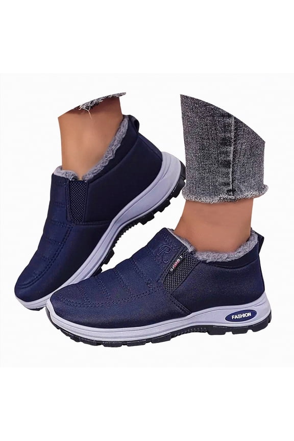 Womens Snow Boots Slip On Warm Lined Ankle Boots Waterproof Anti Slip Shoes Outdoor Winter Boots Women (Blue,Size 8)