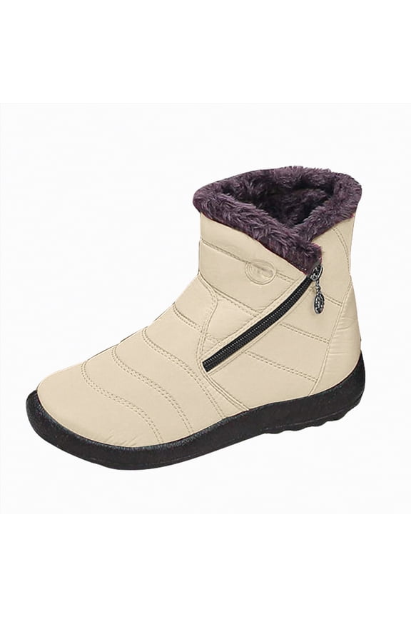 Womens Snow Boots Warm Lined Ankle Booties Non Slip Outdoor Shoes Waterproof Winter Boots Women (White,Size 6)