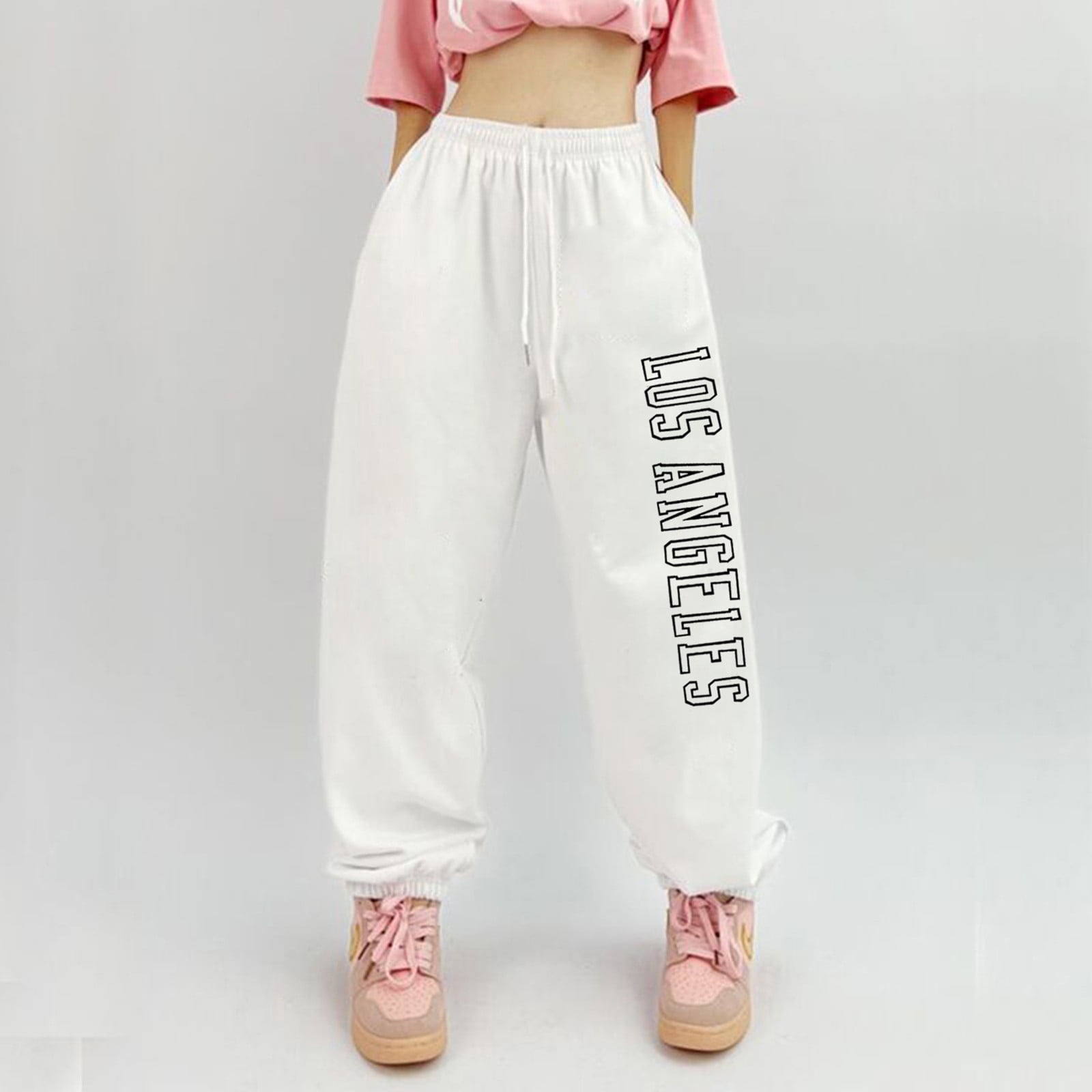 Karuedoo Women Fleece Warm Joggers Sweatpants High Waist Loose Baggy Hip  Hop Casual Sport Pants Streetwear Gray L 