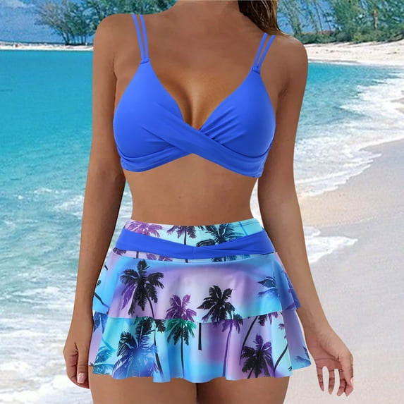 CAICJ98 Womens Swimsuits Women's Bikini Set Print Halter Triangle Bathing Suits 2 Piece Swimsuit BU1,XL