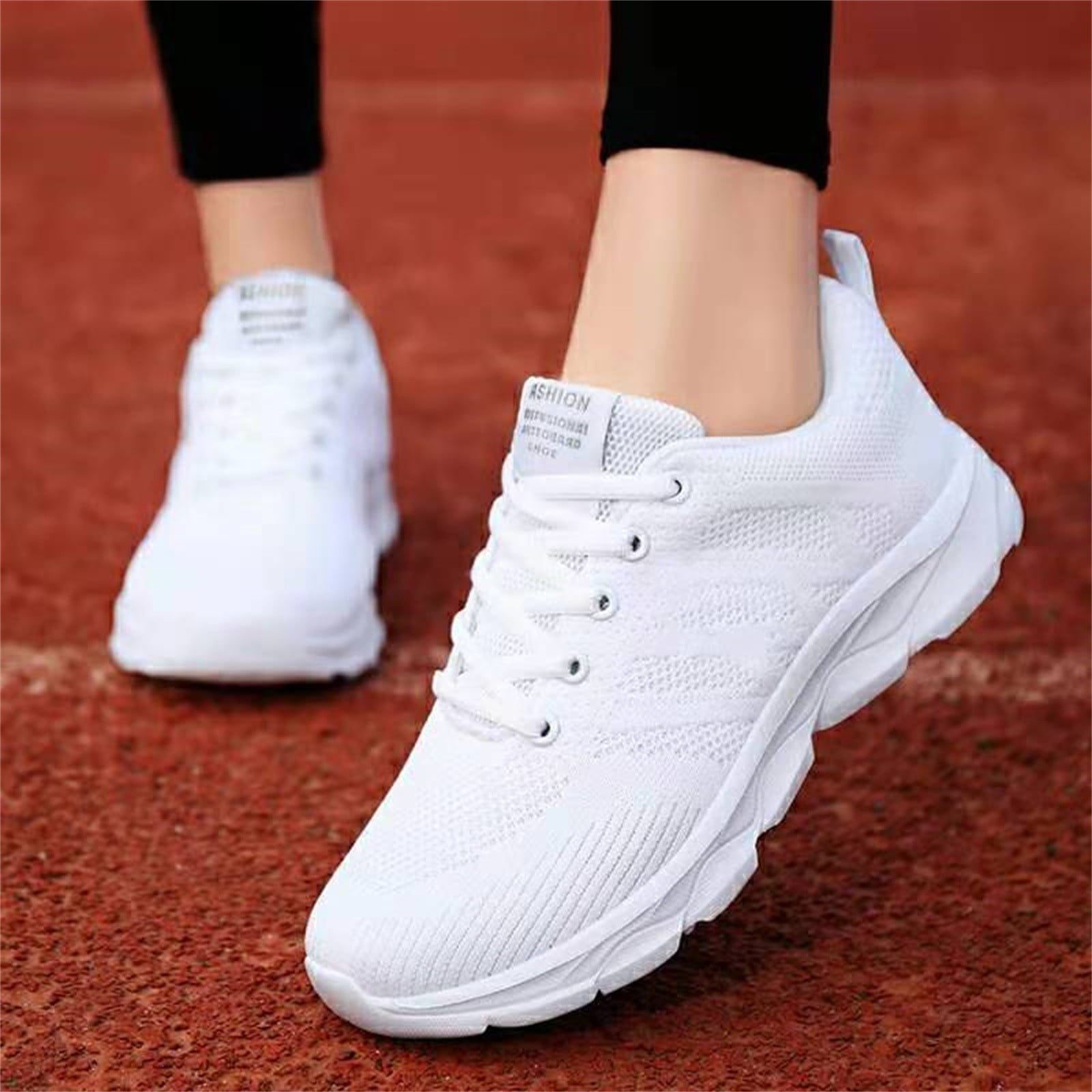 CAICJ98 Womens Tennis Shoes Tennis Shoes Womens Breathable Walking Running Slip On Sneakers White