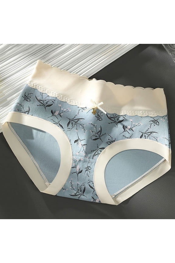 Womens Underwear Women Underwear Bow Tie Bikini Panties Lace Low Waist Rise Hipster Cotton Breathable Panties Light Blue,L