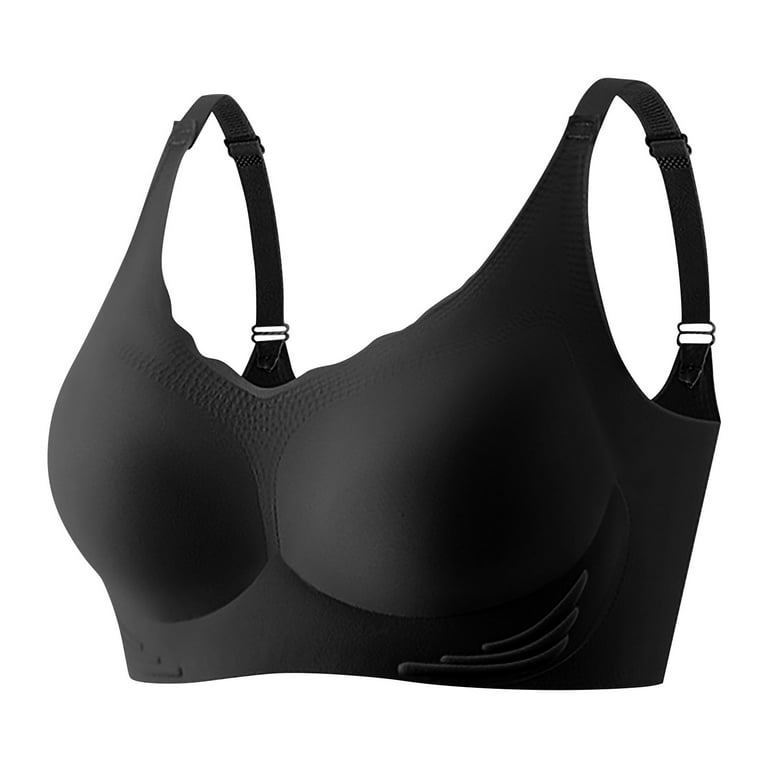 CAICJ98 Lingerie for Women Women's Front Closure Posture Bra Full Coverage  Back Support Wireless Comfy 2XL,Black