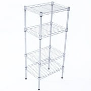CAIHONG 4-Tier Wire Shelving Unit Metal Storage Rack Adjustable Organizer Perfect for Pantry Laundry Bathroom Kitchen Closet Organization Silver, 13.77L x 9.84 Wx 31.5H