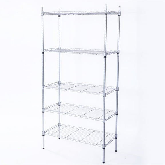 CAIHONG 5 Tier Adjustable Storage Shelf Metal Storage Rack Wire Shelving Unit Storage Shelves Metal 660Lbs Capacity for Pantry Closet Kitchen Laundry, Silver, 29.13L x 13.39 W x 59.06H