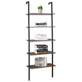 thumbnail image 1 of CAIHONG Wall Mounted Bookcase with 5 Tier Storage, Metal Frame, Brown, 1 of 5