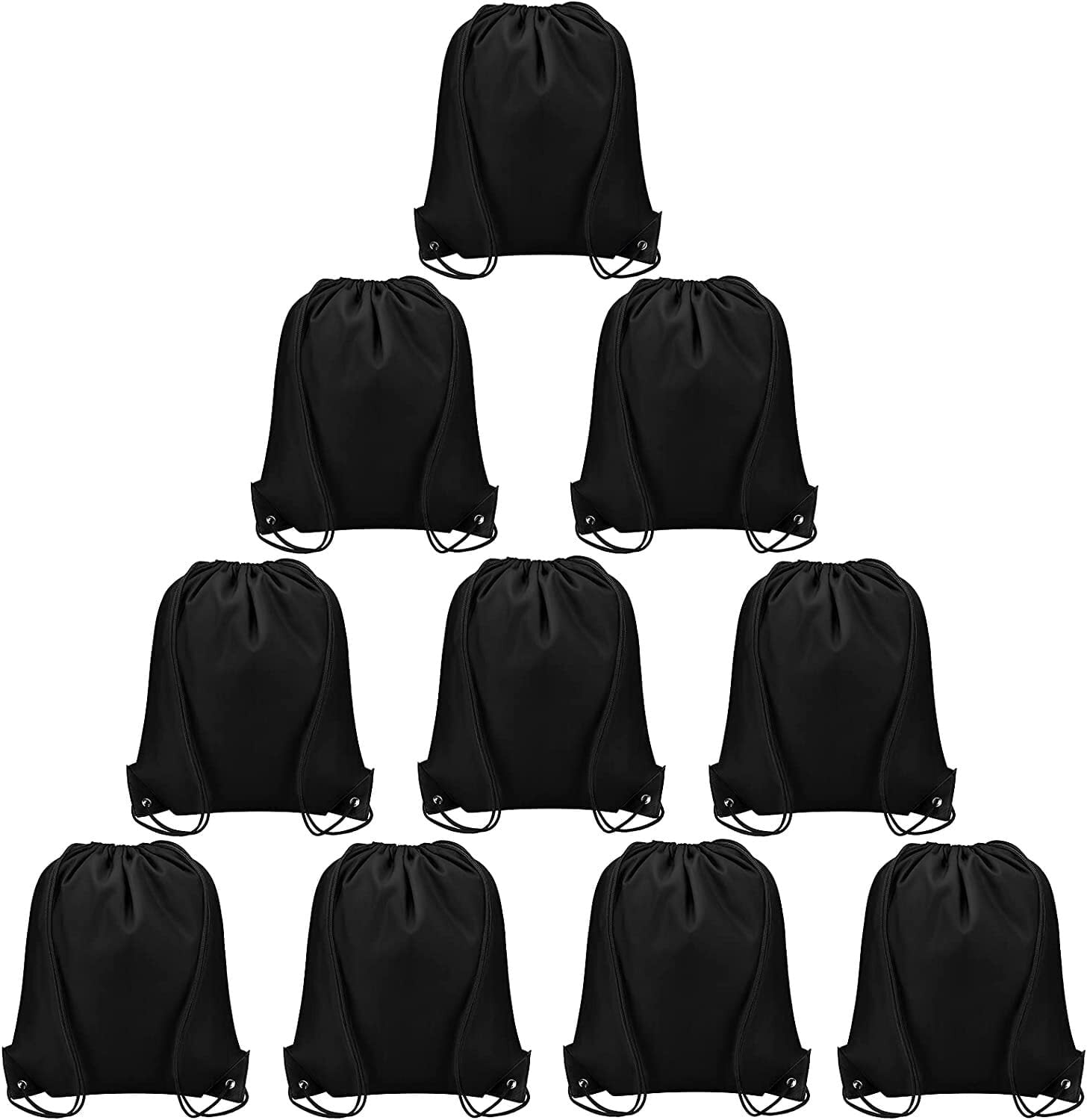 CAIHONG 10 Pcs Drawstring Backpack Black Bulk, Multipack Nylon Gym ...