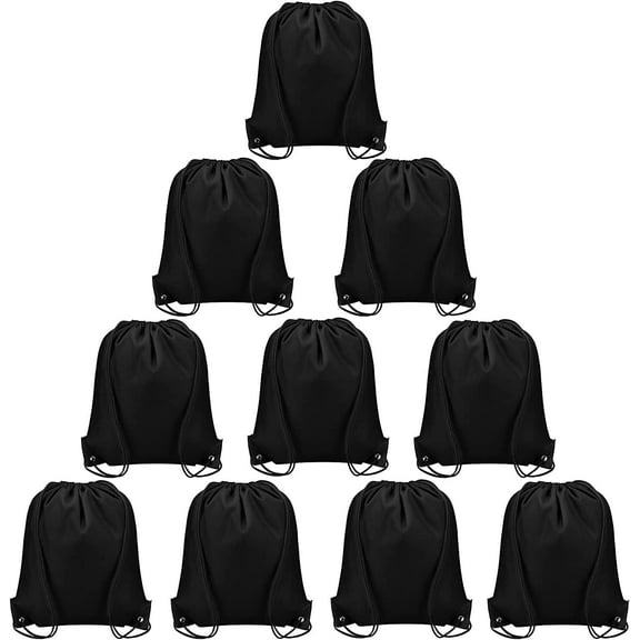CAIHONG Drawstring Backpack Black Bulk 10 Pcs Drawstring Bags Bulk String Back Pack Gym Sport Bag for Women Nylon Draw String Bags Pack Cinch Bags