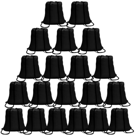 CAIHONG Drawstring Backpack Black Bulk 50 Pcs Drawstring Bags Bulk String Back Pack Gym Sport Bag for Women Nylon Draw String Bags Pack Cinch Bags for School