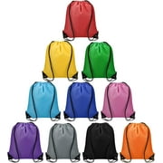 CAIHONG Drawstring Bags Bulk 10 Pcs Drawstring Backpack Bulk String Back Pack Gym Sport Bag for Kid Women Nylon Draw String Bags Pack Cinch Bags for School, 10 Colors