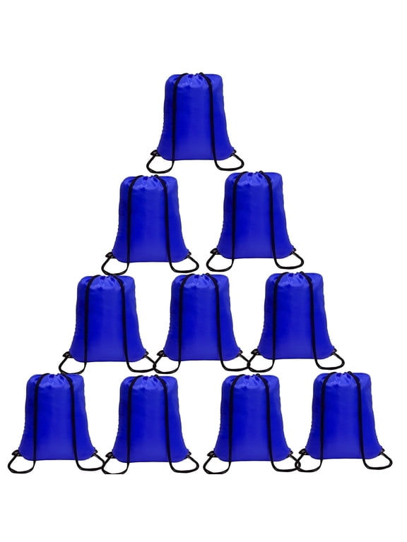 Drawstring Bags Bulk 10 Pcs Drawstring Backpack Bulk String Back Pack Gym Sport Bag for Women Draw String Bags Pack Nylon Cinch Bags,Blue