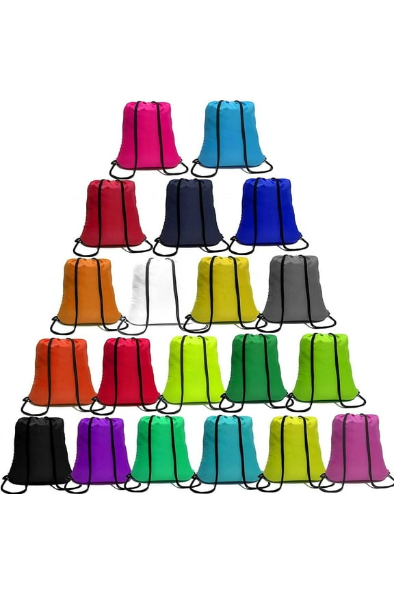 Drawstring Bags Bulk 20 Pcs Drawstring Backpack Bulk String Back Pack Gym Sport Bag for Women Nylon Draw String Bags Pack Cinch Bags, 20 Colors