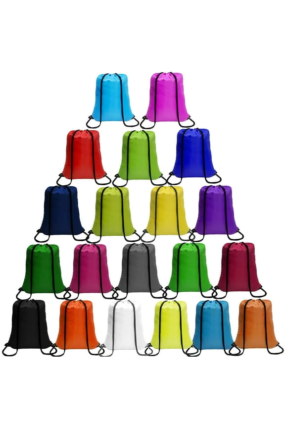 Drawstring Bags Bulk 60 Pcs Drawstring Backpack Bulk String Back Pack Gym Sport Bag for Women Nylon Draw String Bags Pack Bags 20 Colors