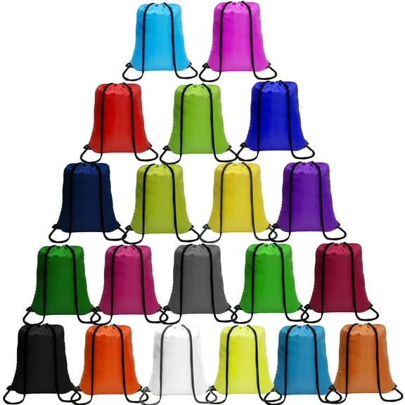 CAIHONG Drawstring Bags Bulk 60 Pcs Drawstring Backpack Bulk String Back Pack Gym Sport Bag for Women Nylon Draw String Bags Pack Bags 20 Colors